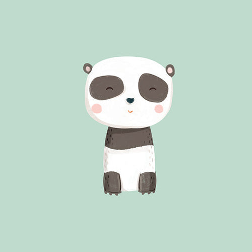 Kinderbild niedlicher Panda vor mintgrünem Hintergrund
