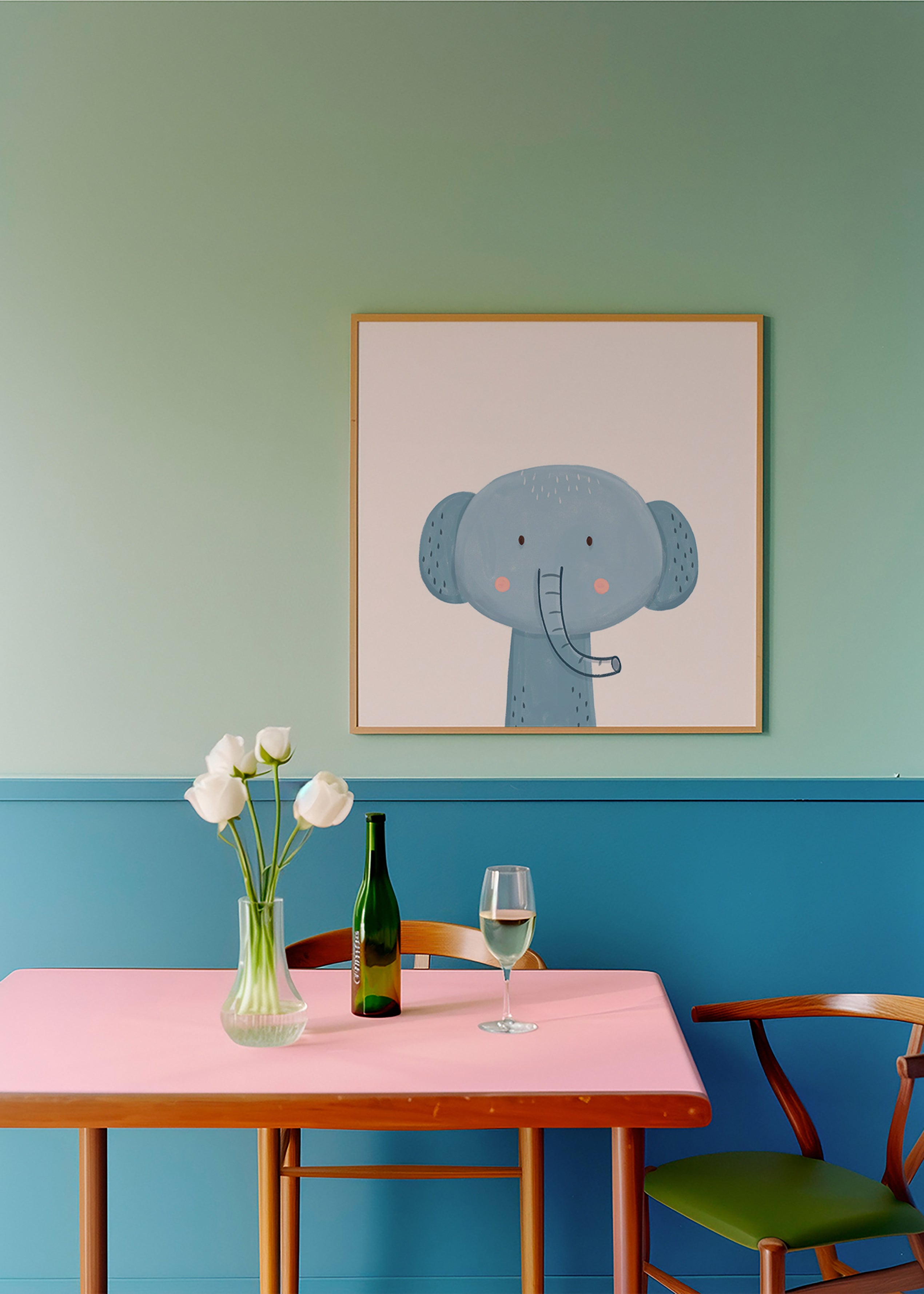 Kinderbild blauer Elefant niedlich