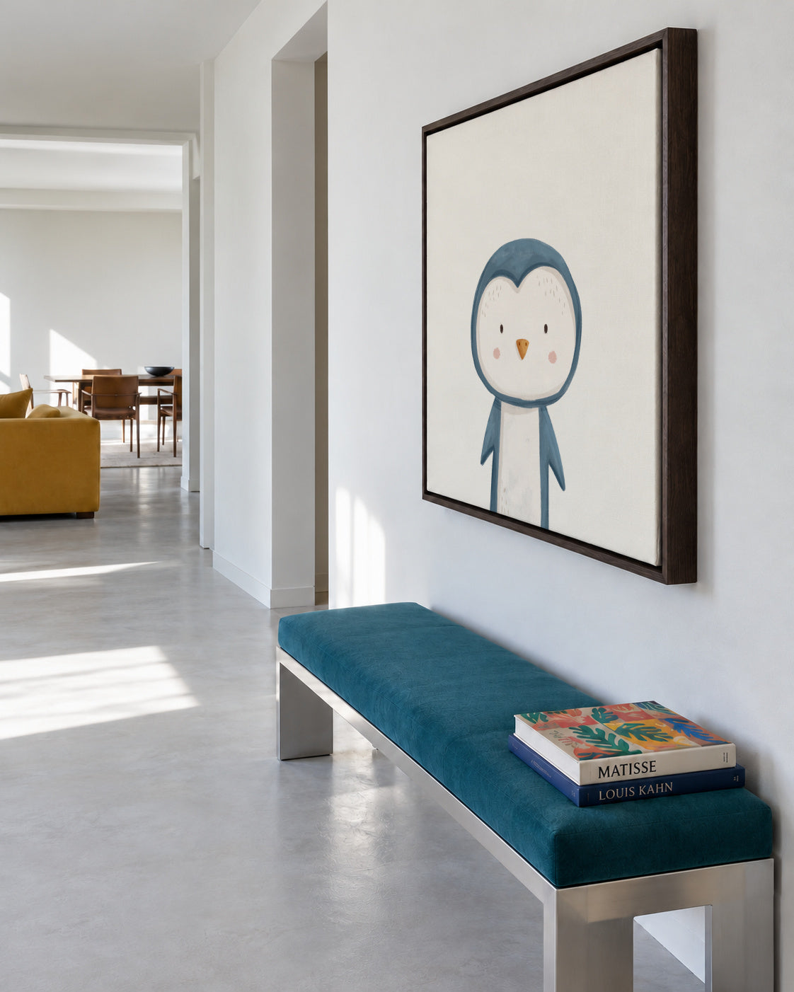 Sweet penguin - Framed canvas in an interior