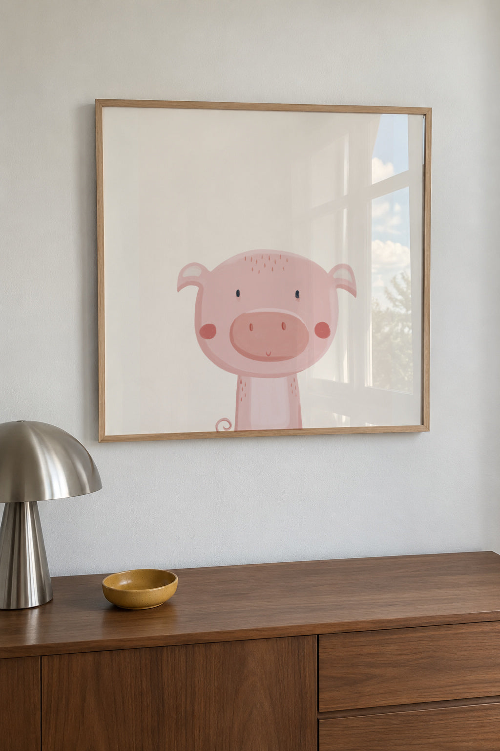 Sweet pig - Framed poster in an interior