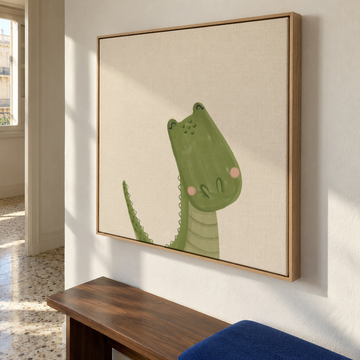 Sweet crocodile - Framed canvas in an interior