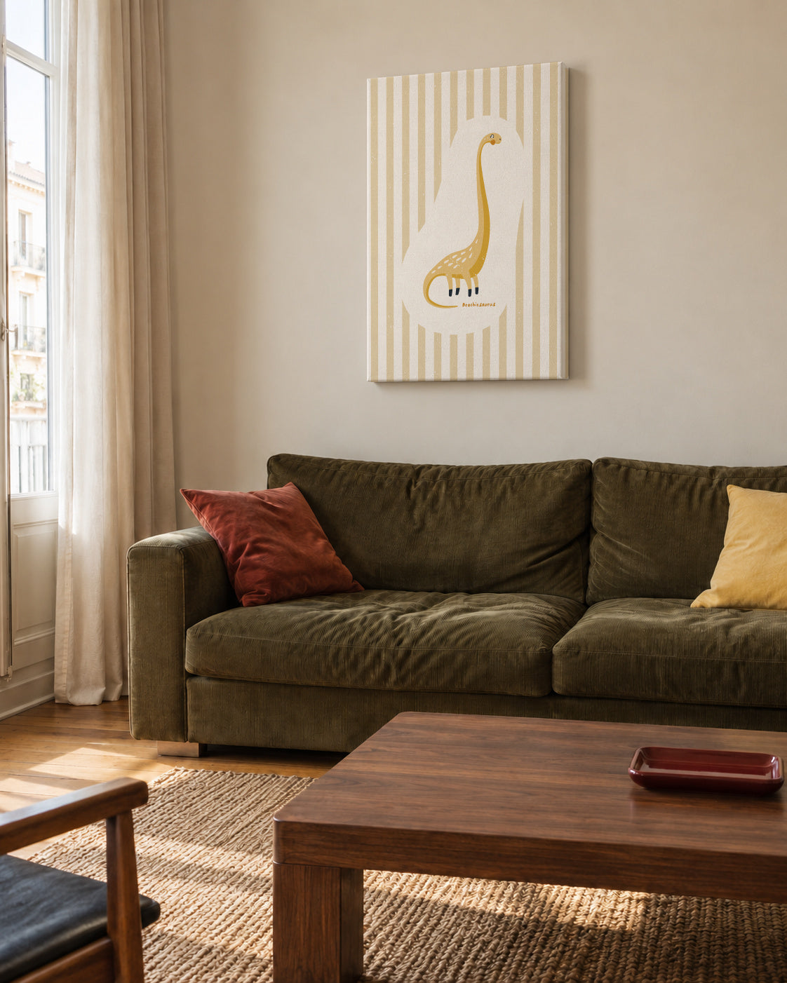 Dino Brachiosaurus - Unframed canvas in an interior
