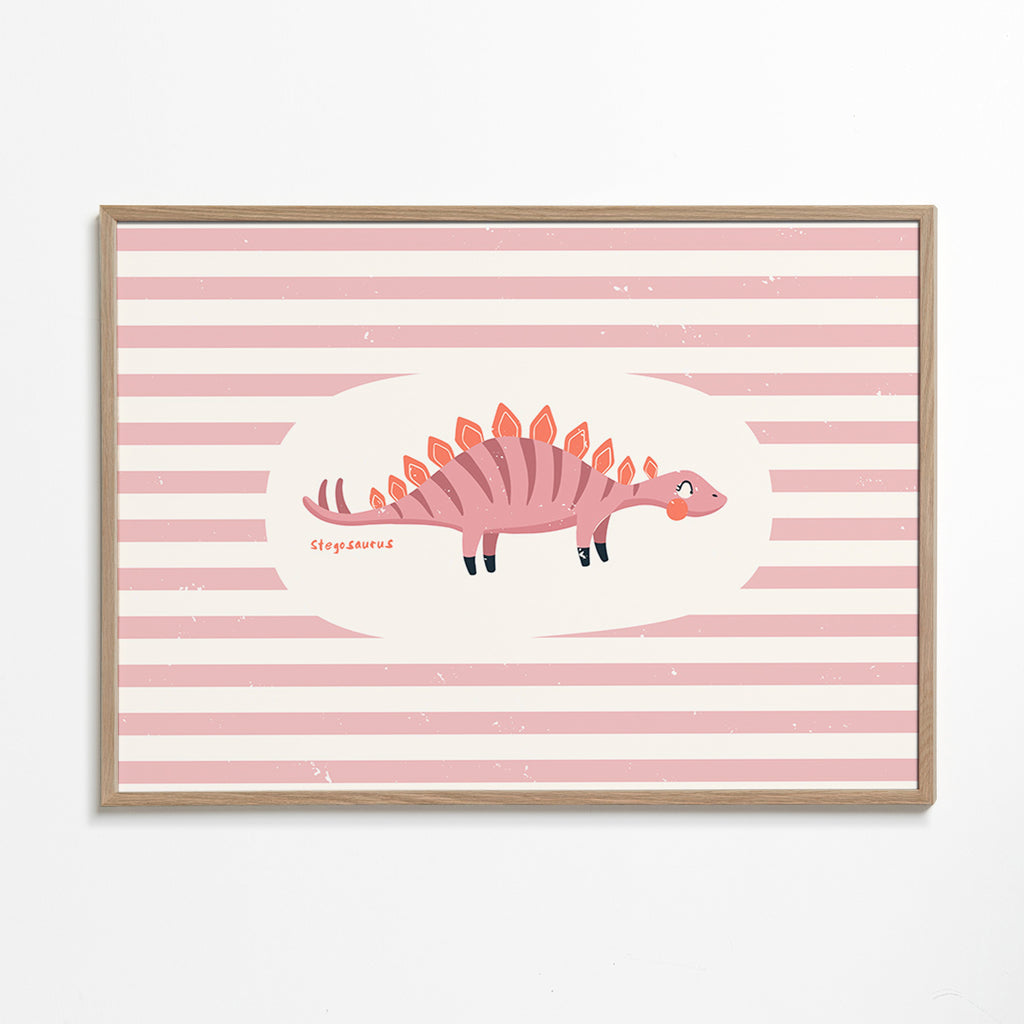 Kinderbild Stegosaurus auf pastellstreifen