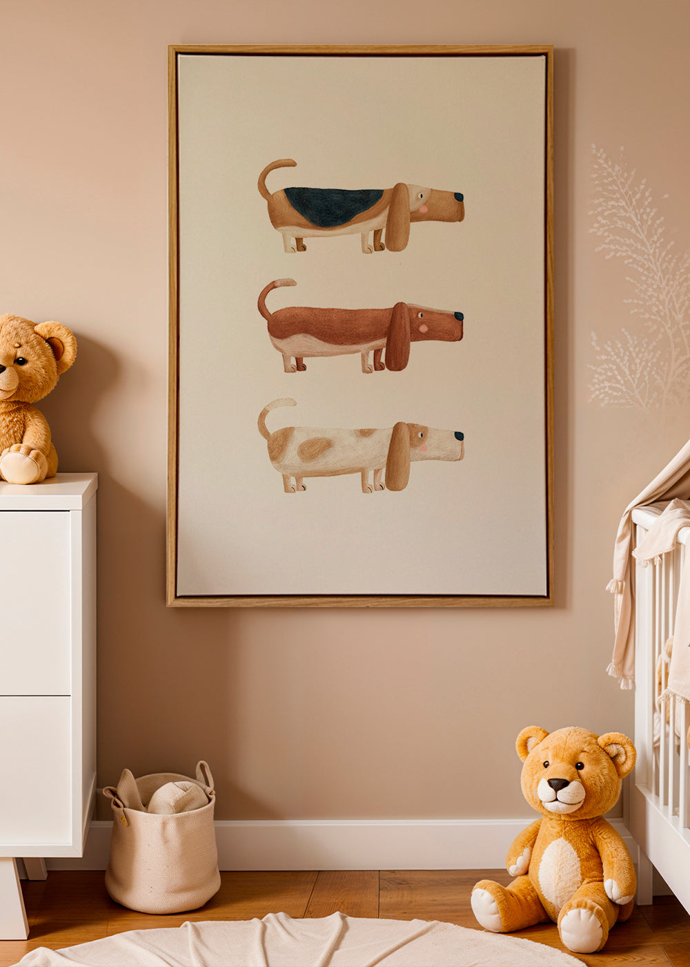 Kinderbild drei Dackel nebeneinander