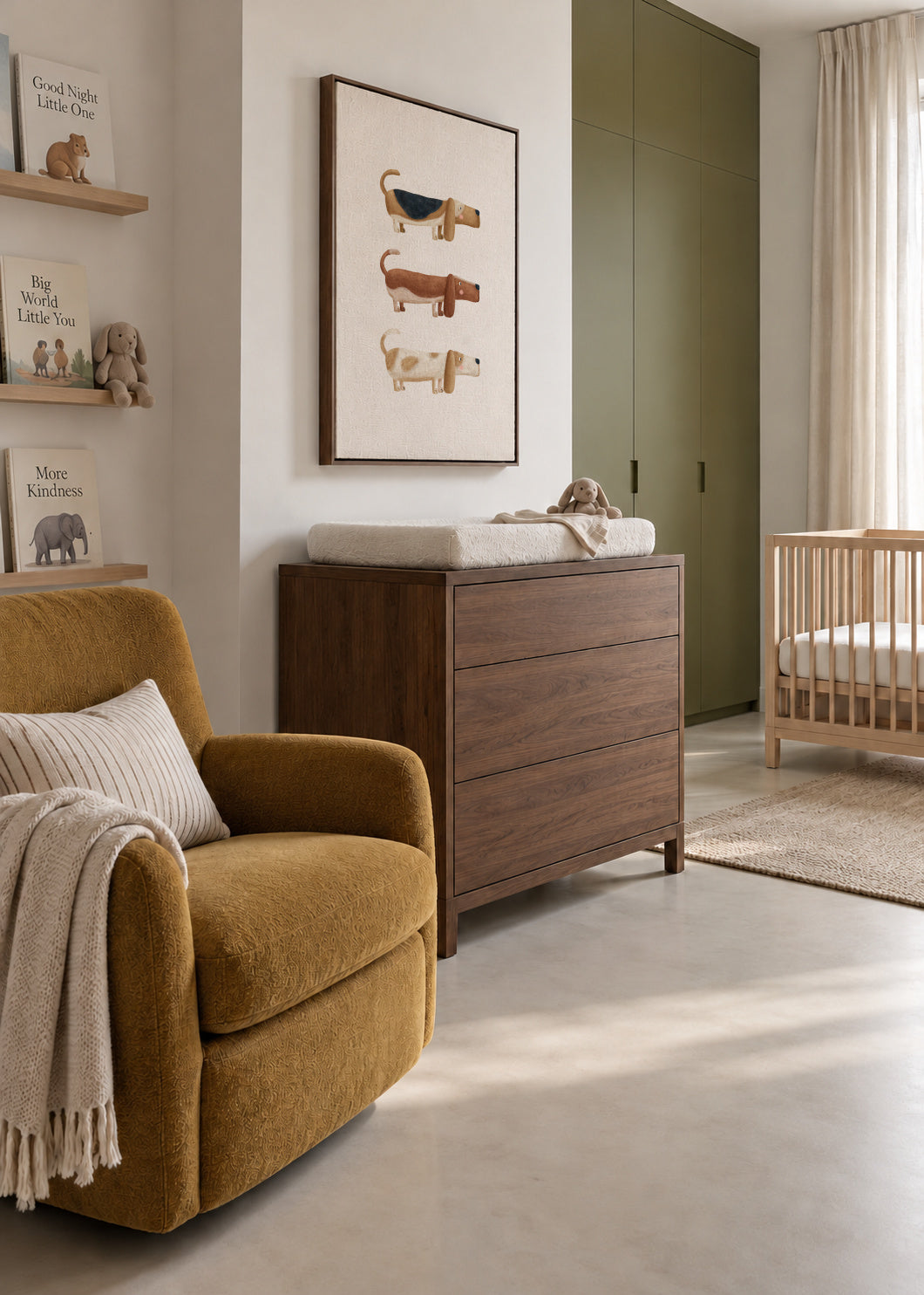 Three Basset Hound Dogs - Framed canvas in an interior