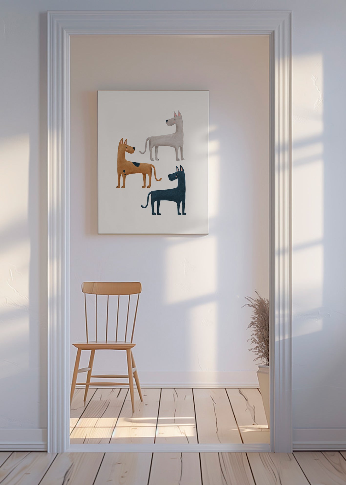 Kunstwerk mit drei Hunden