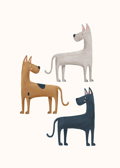 Kunstwerk mit drei Hunden