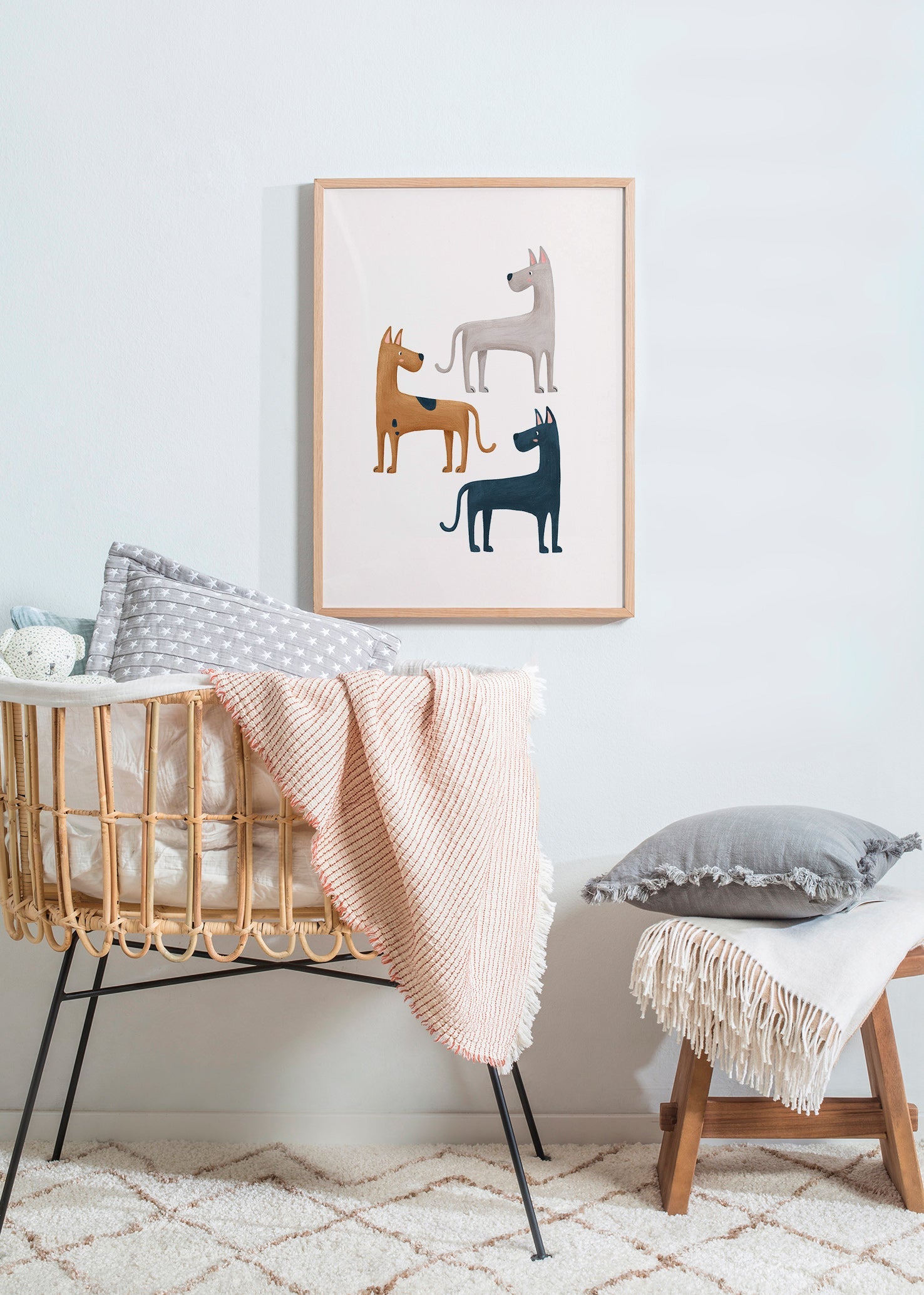 Kunstwerk mit drei Hunden