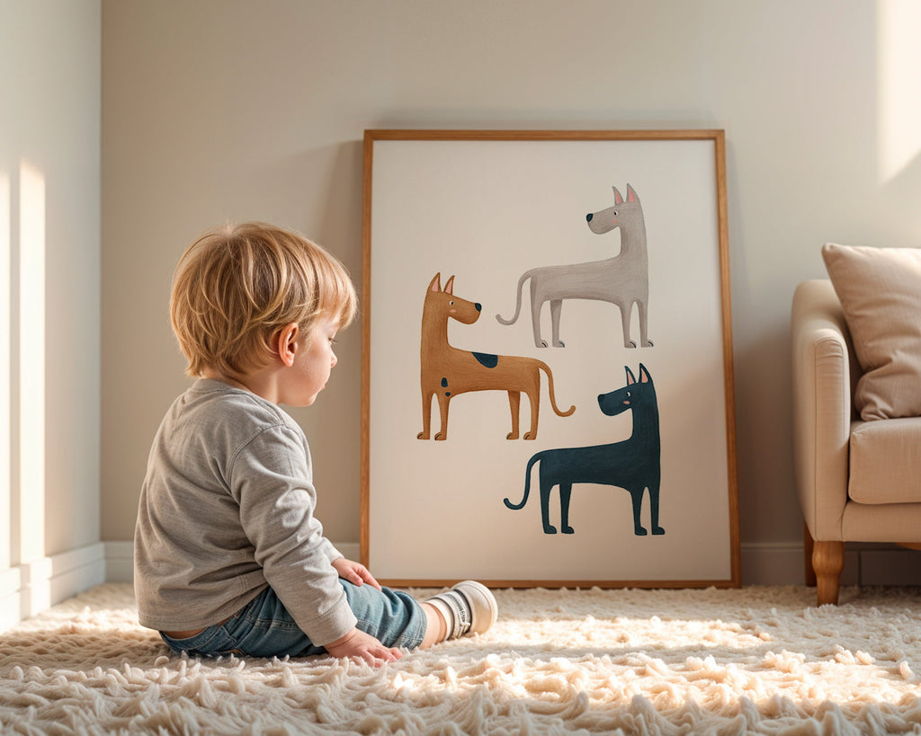 Kunstwerk mit drei Hunden