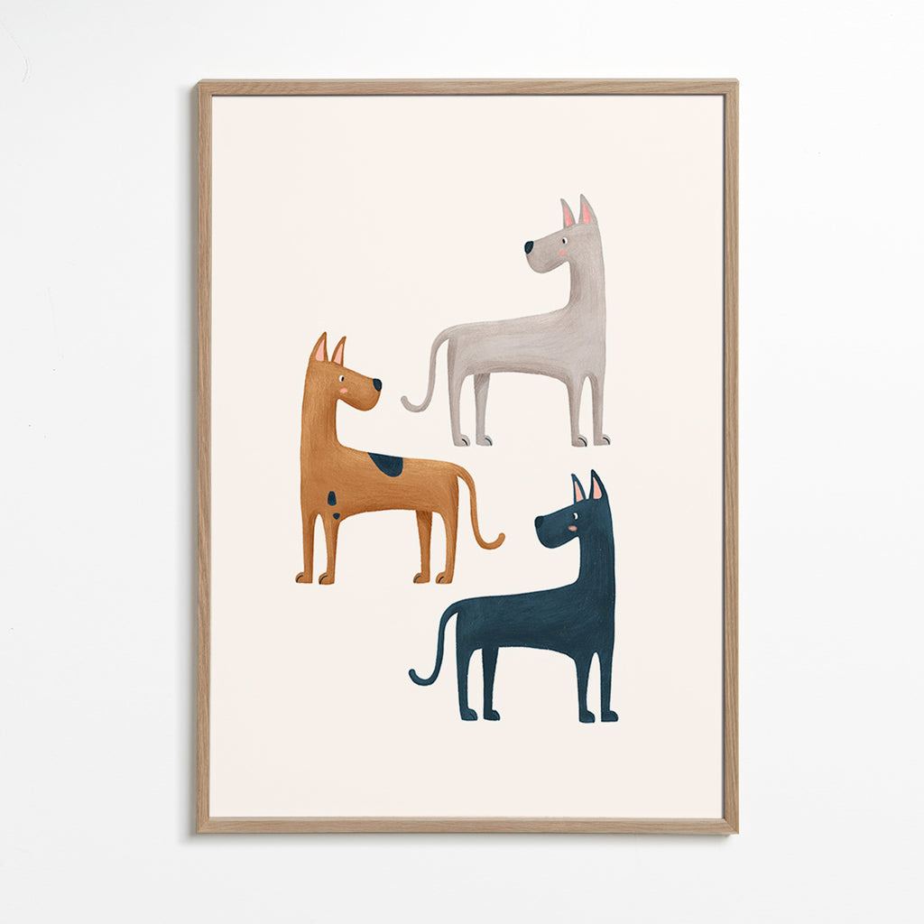 Kunstwerk mit drei Hunden