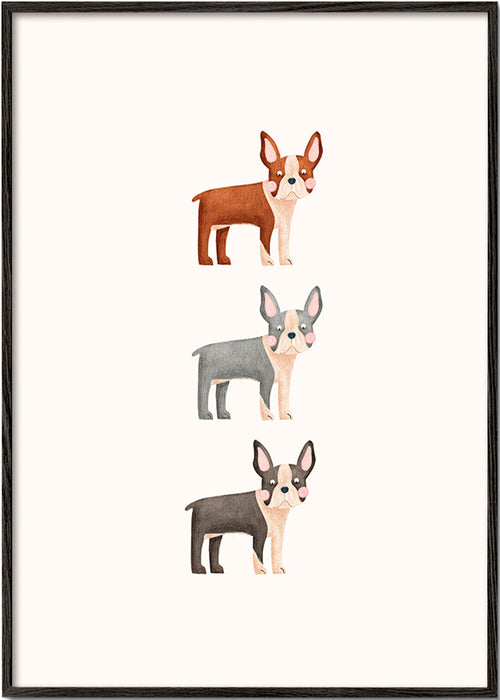 Kunstwerk Drei Boston Terrier
