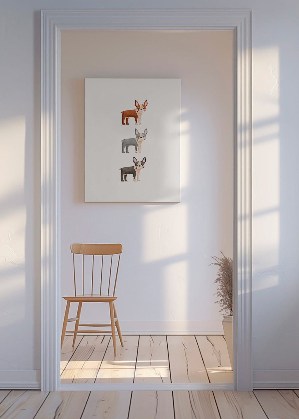 Kunstwerk Drei Boston Terrier