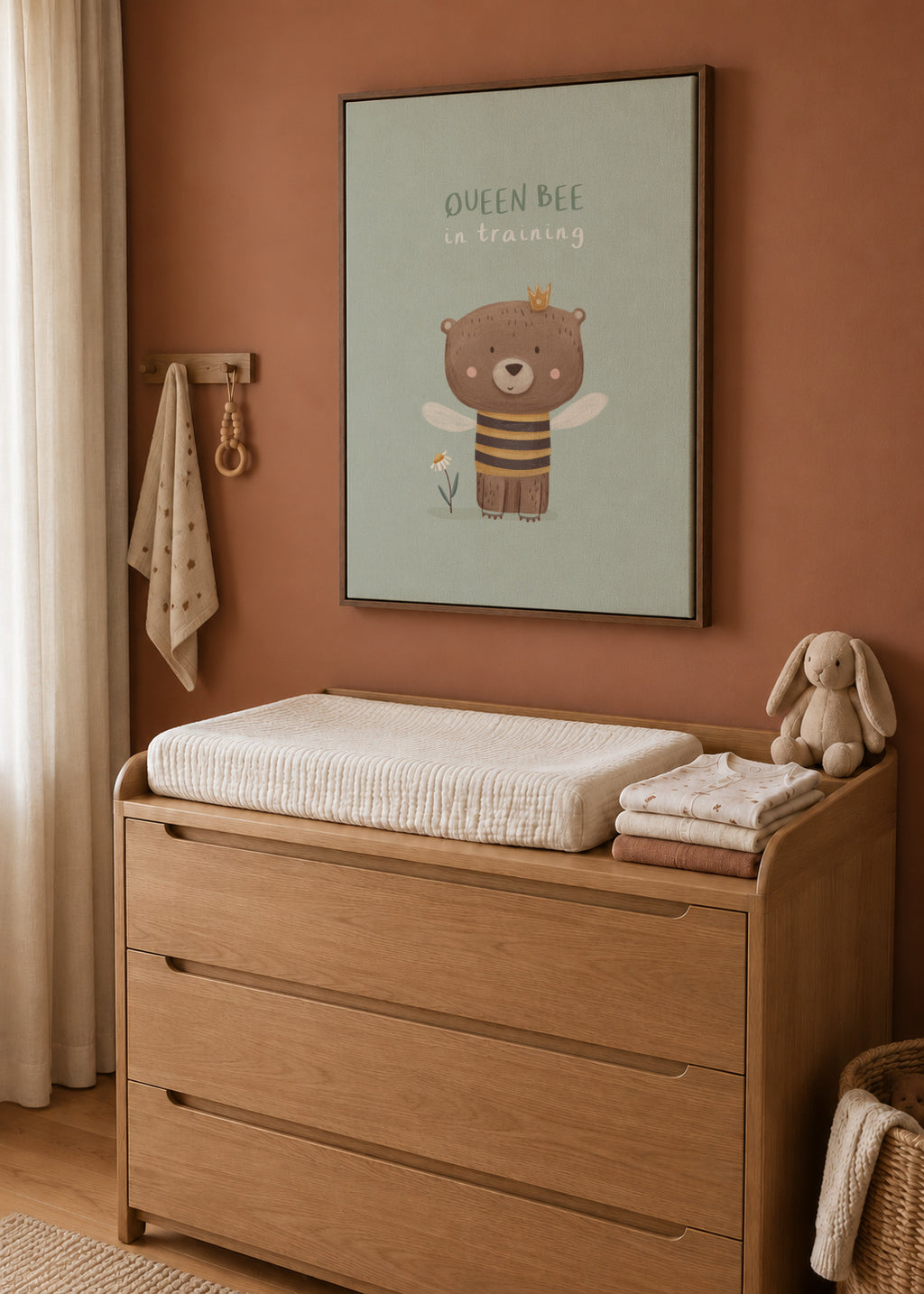 Queen bee sage green - Framed canvas in an interior