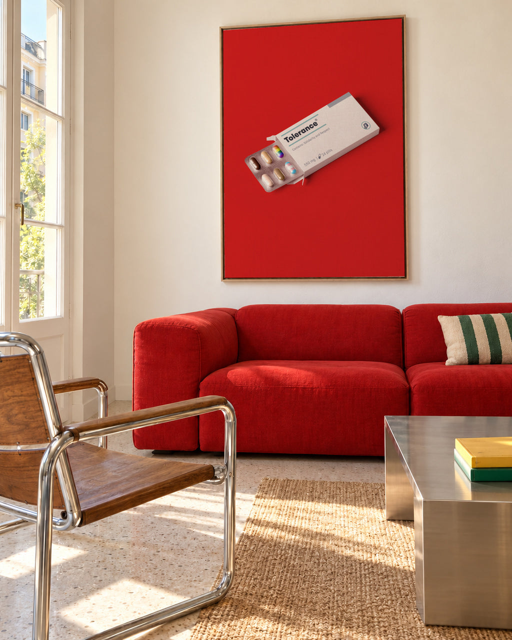 Tolerance Pills - Framed canvas in an interior