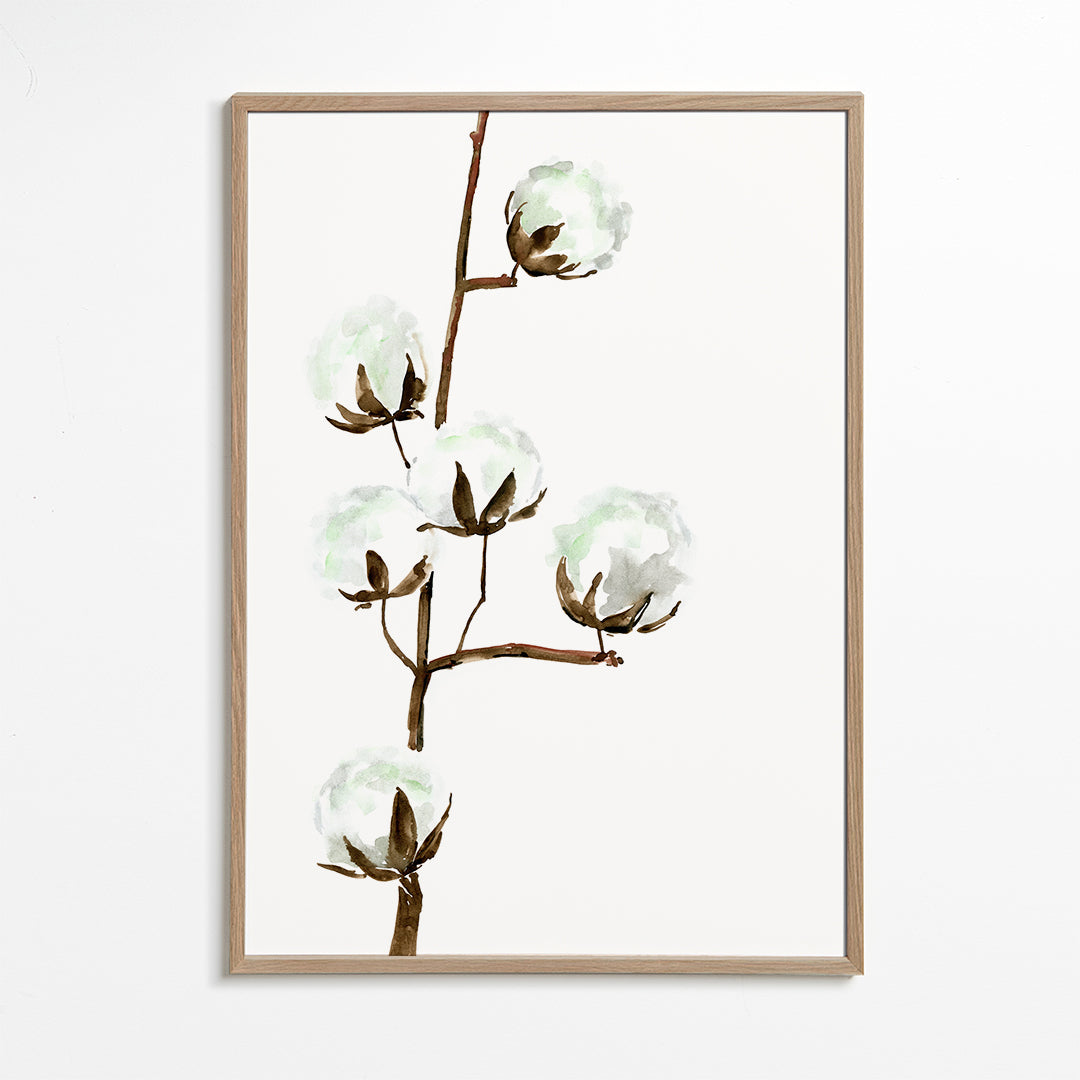 Watercolor cotton branch II
