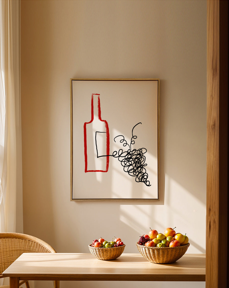 Good Wine - Framed canvas in an interior