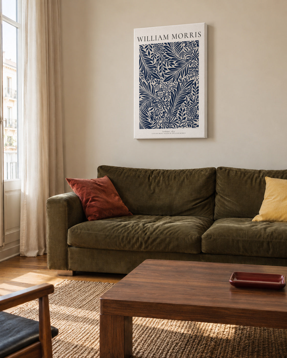 William Morri Larkspur - Unframed canvas in an interior