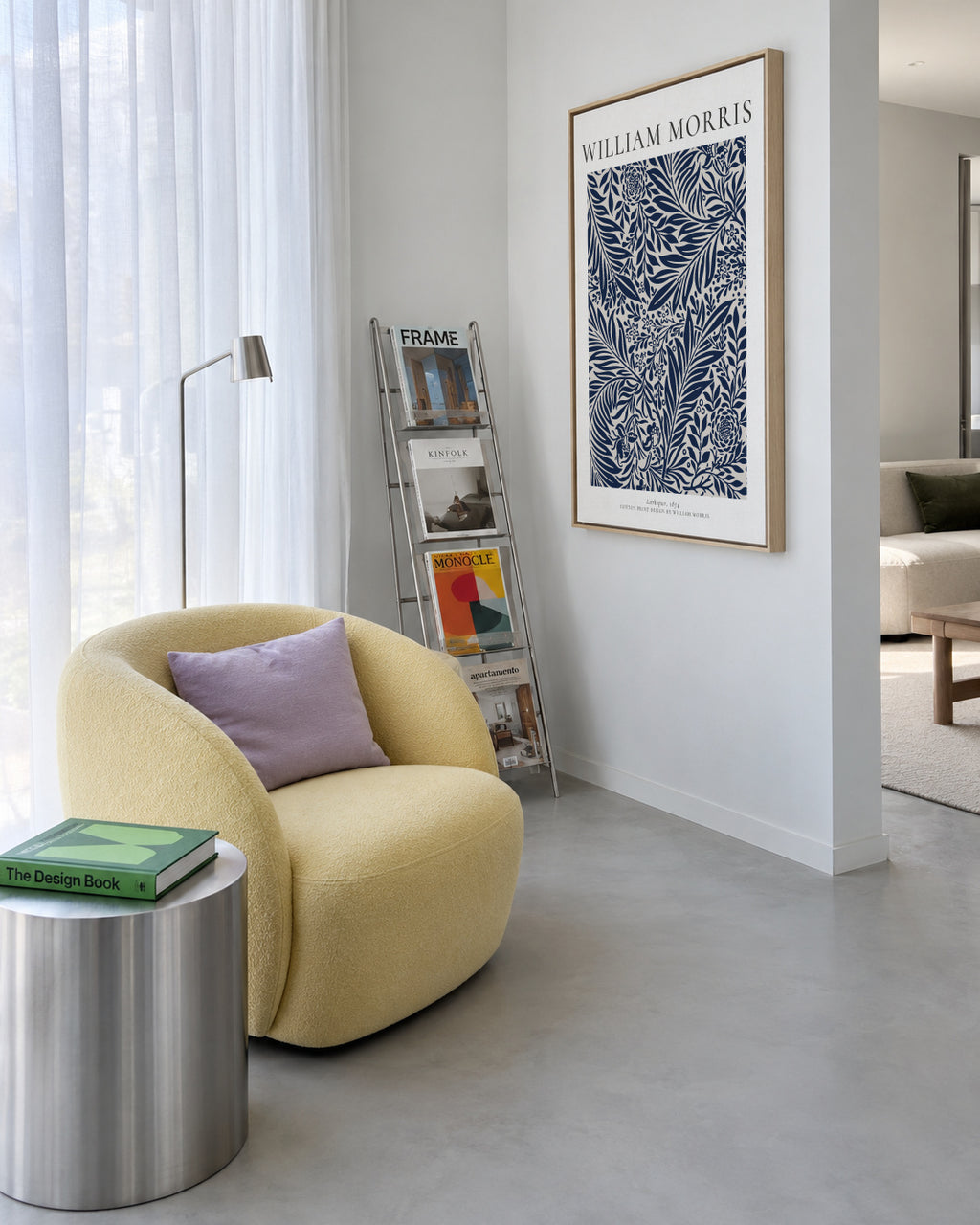 William Morri Larkspur - Framed canvas in an interior