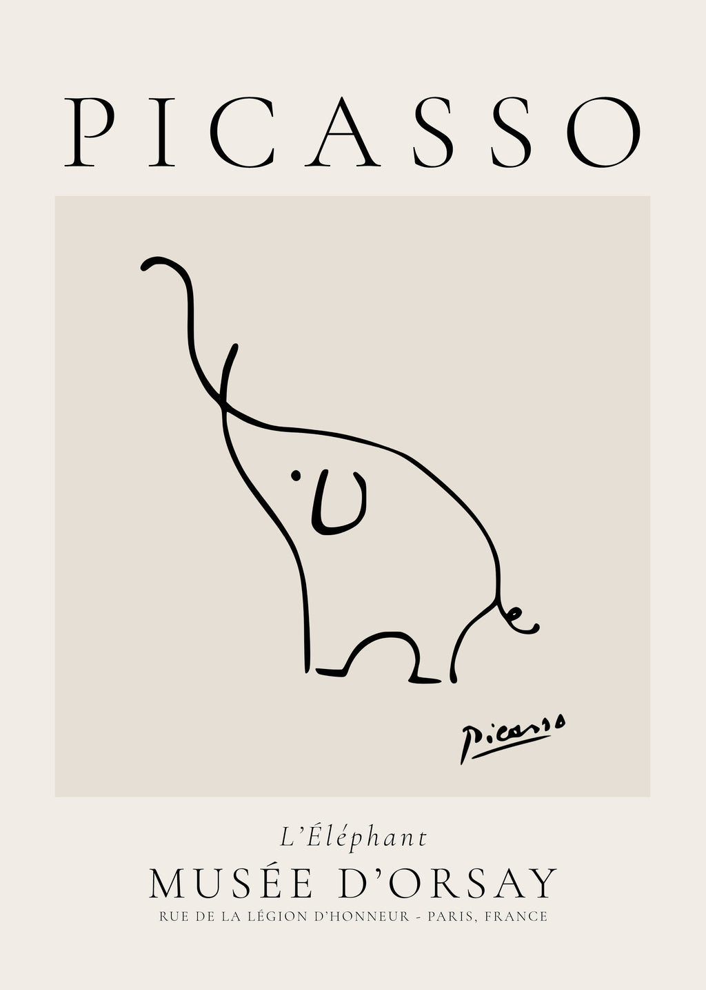 Pablo Picasso Animals Drawings the elephant - Unframed art print