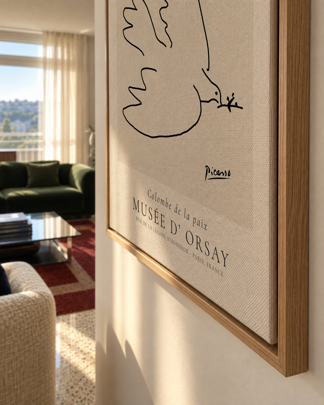 Pablo Picasso Animals Drawings Dove La colombe de paix - Framed canvas detail