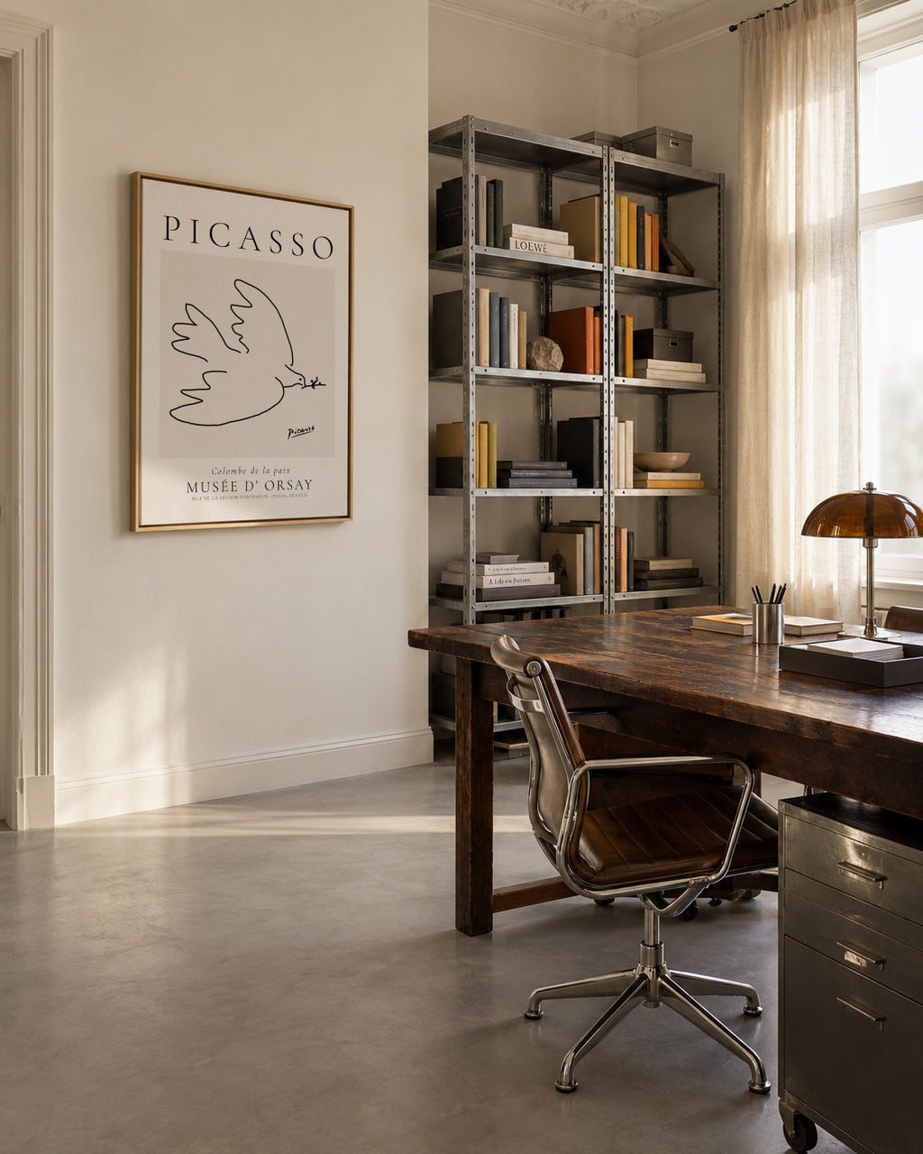 Pablo Picasso Animals Drawings Dove La colombe de paix - Framed canvas in an interior