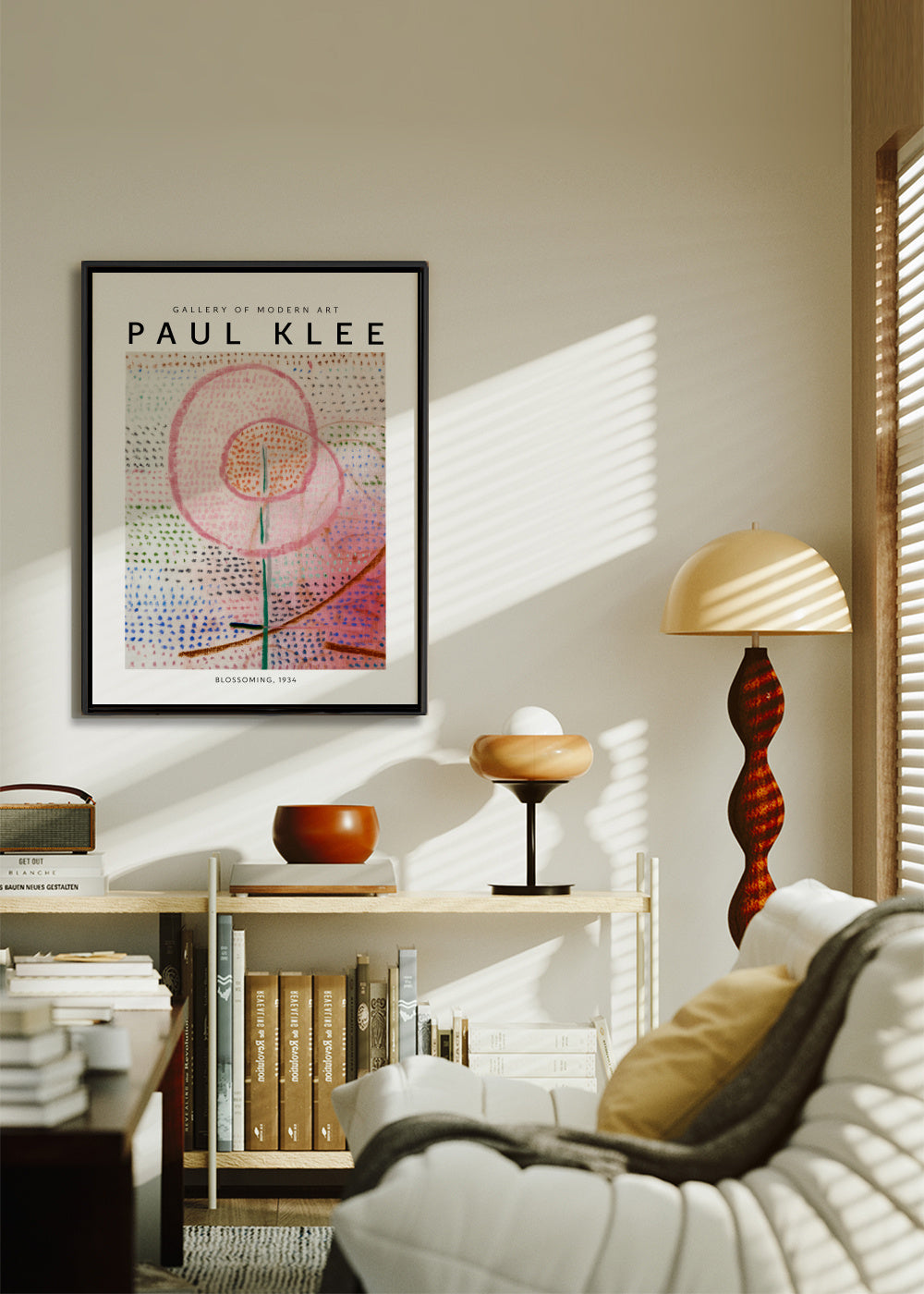 Paul Klee, Blossoming, 1934 - Framed canvas in an interior