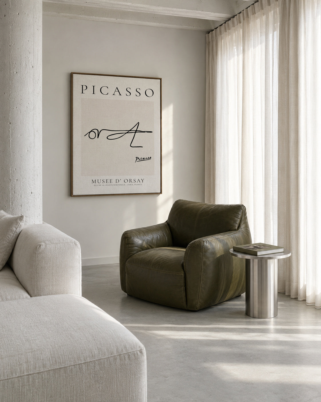 Pablo Picasso Animals Drawings Grasshopper - Framed canvas in an interior