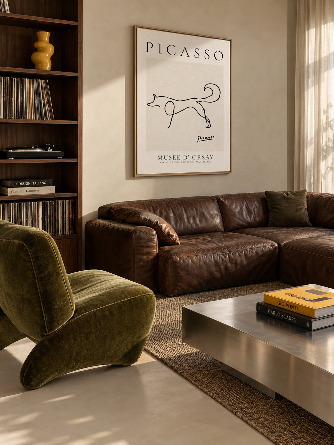 Pablo Picasso Animals Drawing Fox - Framed canvas in an interior