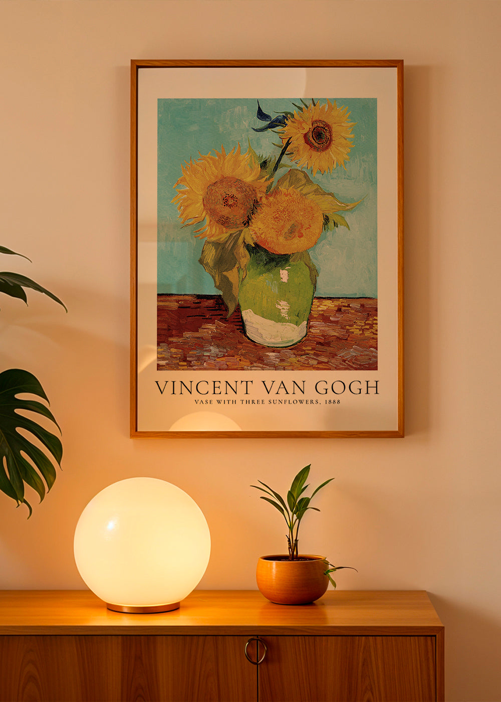 Vincent Van Gogh vase with three sunflowers