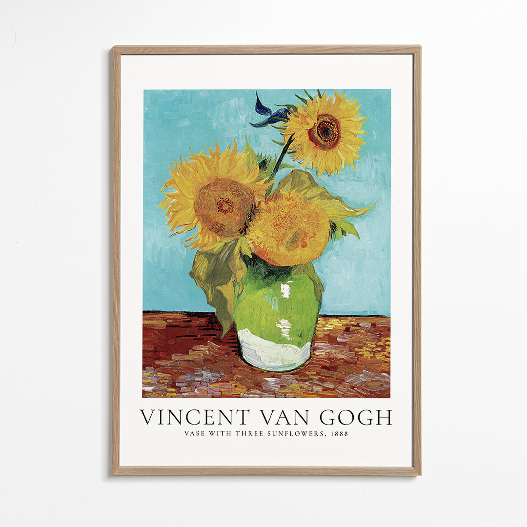 Vincent Van Gogh vase with three sunflowers