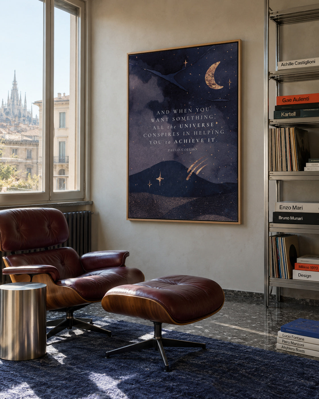 Paulo Coelho Universe Quote - Framed canvas in an interior