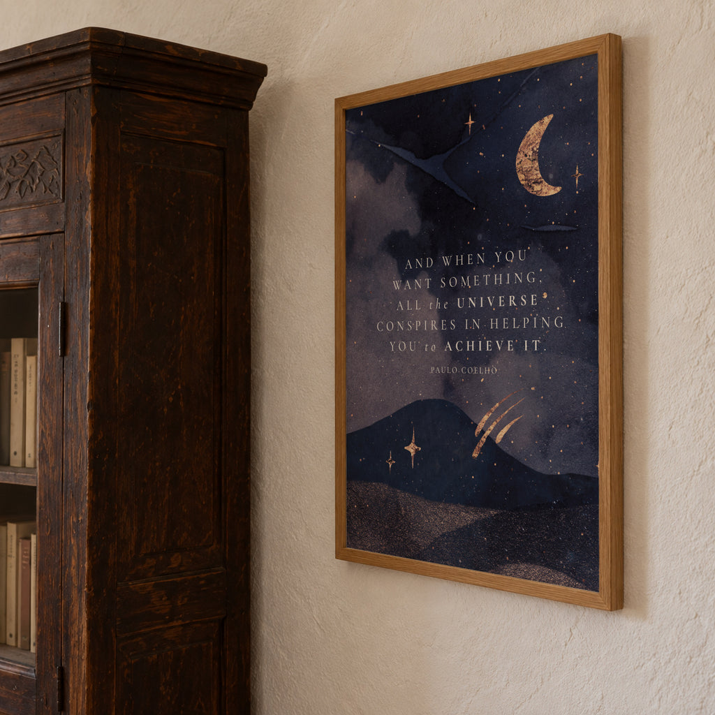Paulo Coelho Universe Quote - Framed poster detail