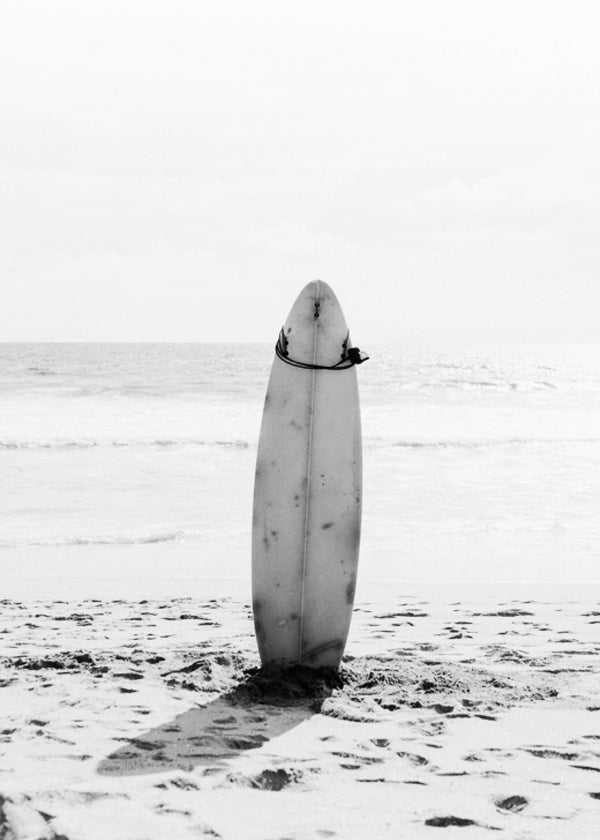 Beach Vintage Surfing board Black & White