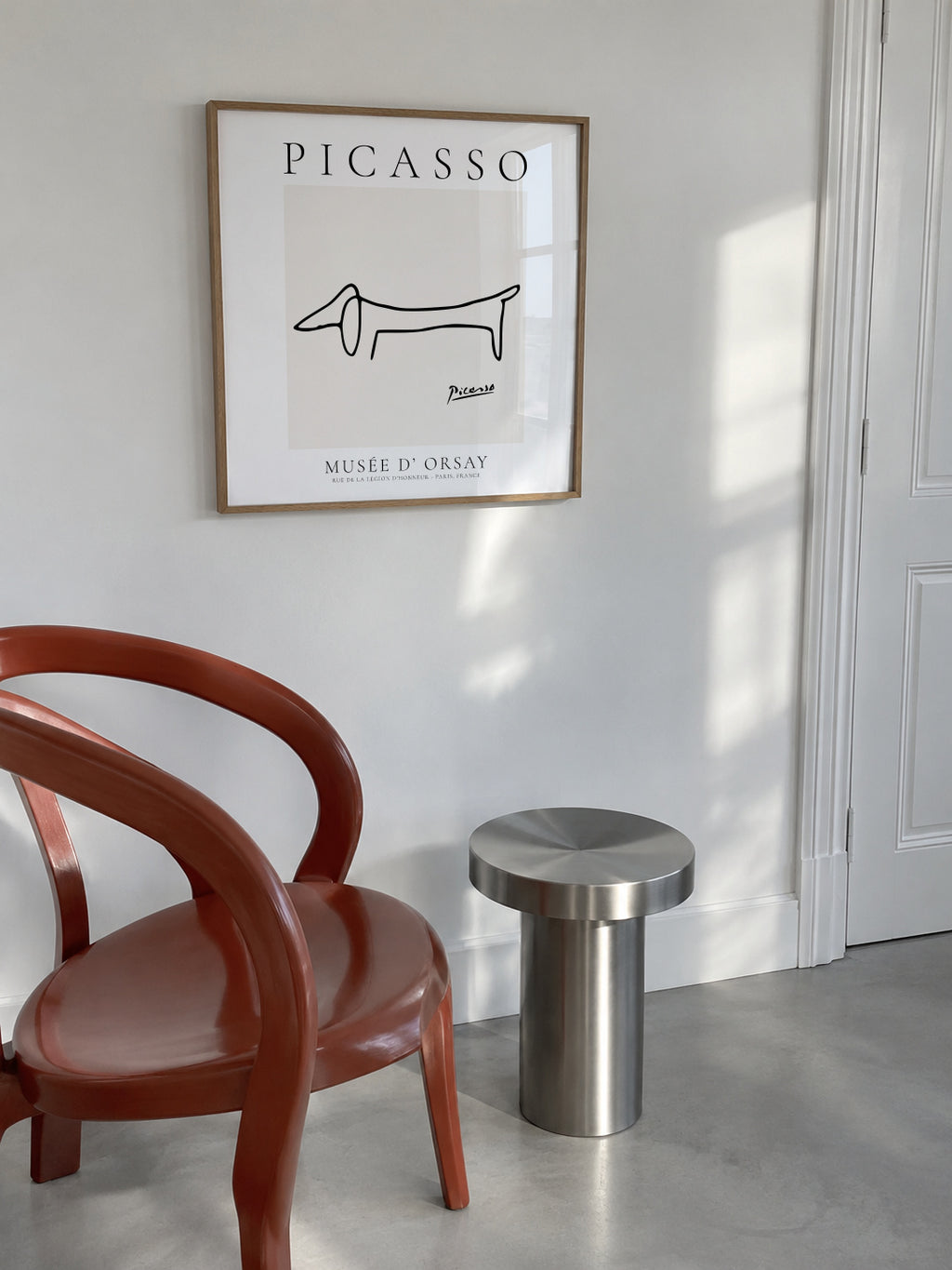 Pablo Picasso Animals Drawing Dog II - Framed poster in an interior