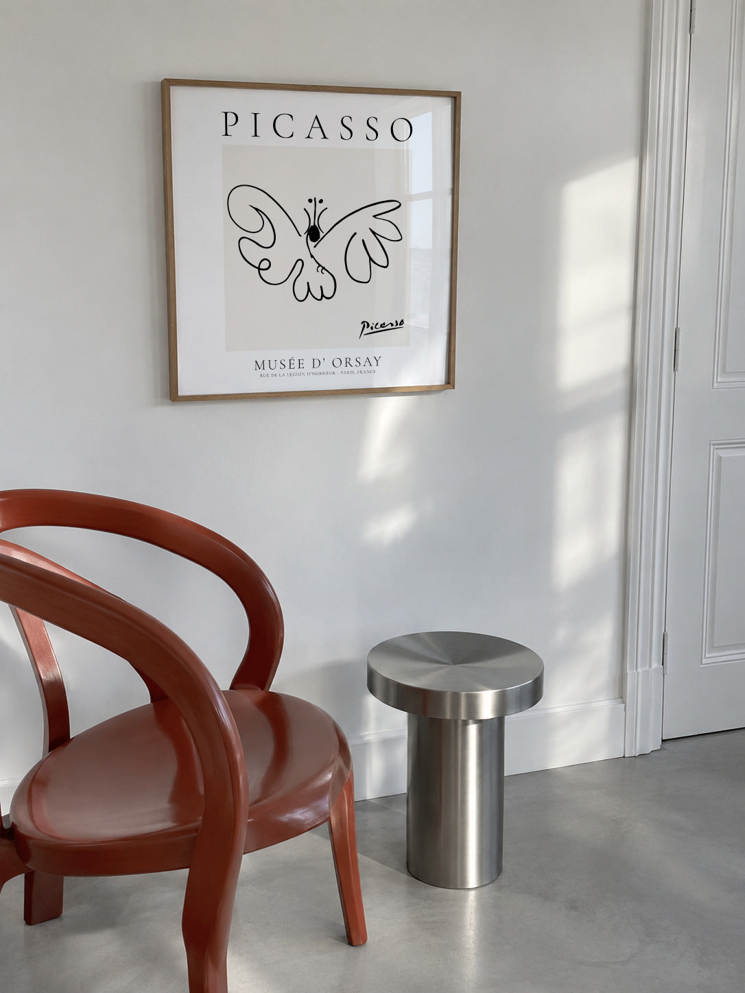 Pablo Picasso Animals Drawing butterfly II - Framed poster in an interior
