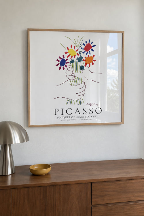 Pablo Picasso Bouquet Of Peace II - Framed poster in an interior
