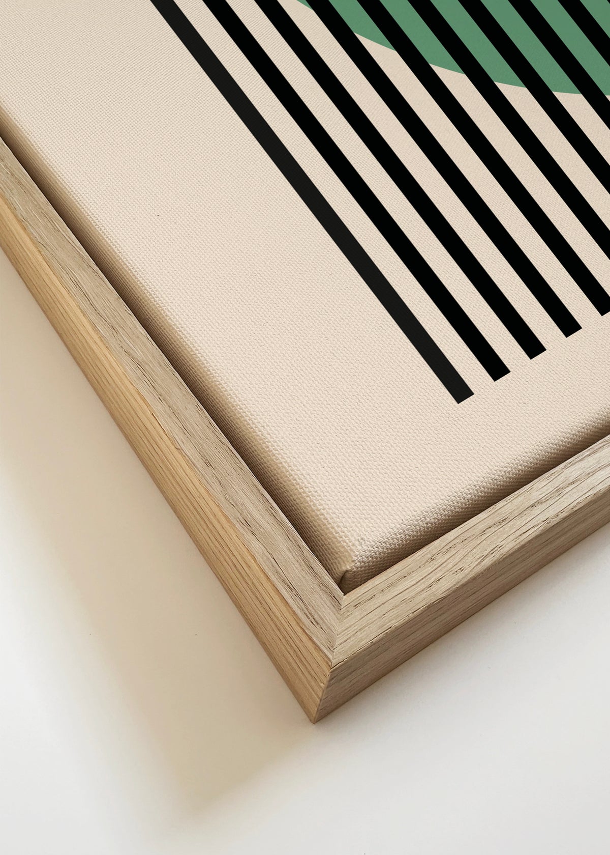 Bauhaus Green Circle II - Framed canvas detail