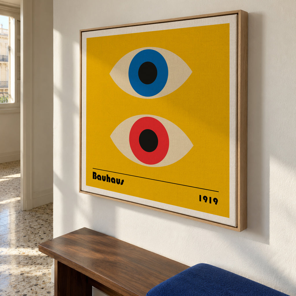Bauhaus Eyes II - Framed canvas in an interior
