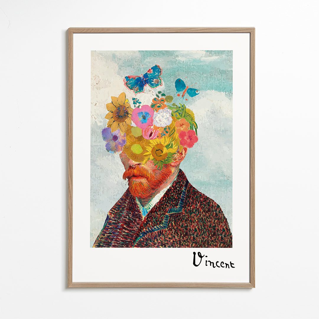 Vincent van Gogh inspired self-portrait & flower remixed