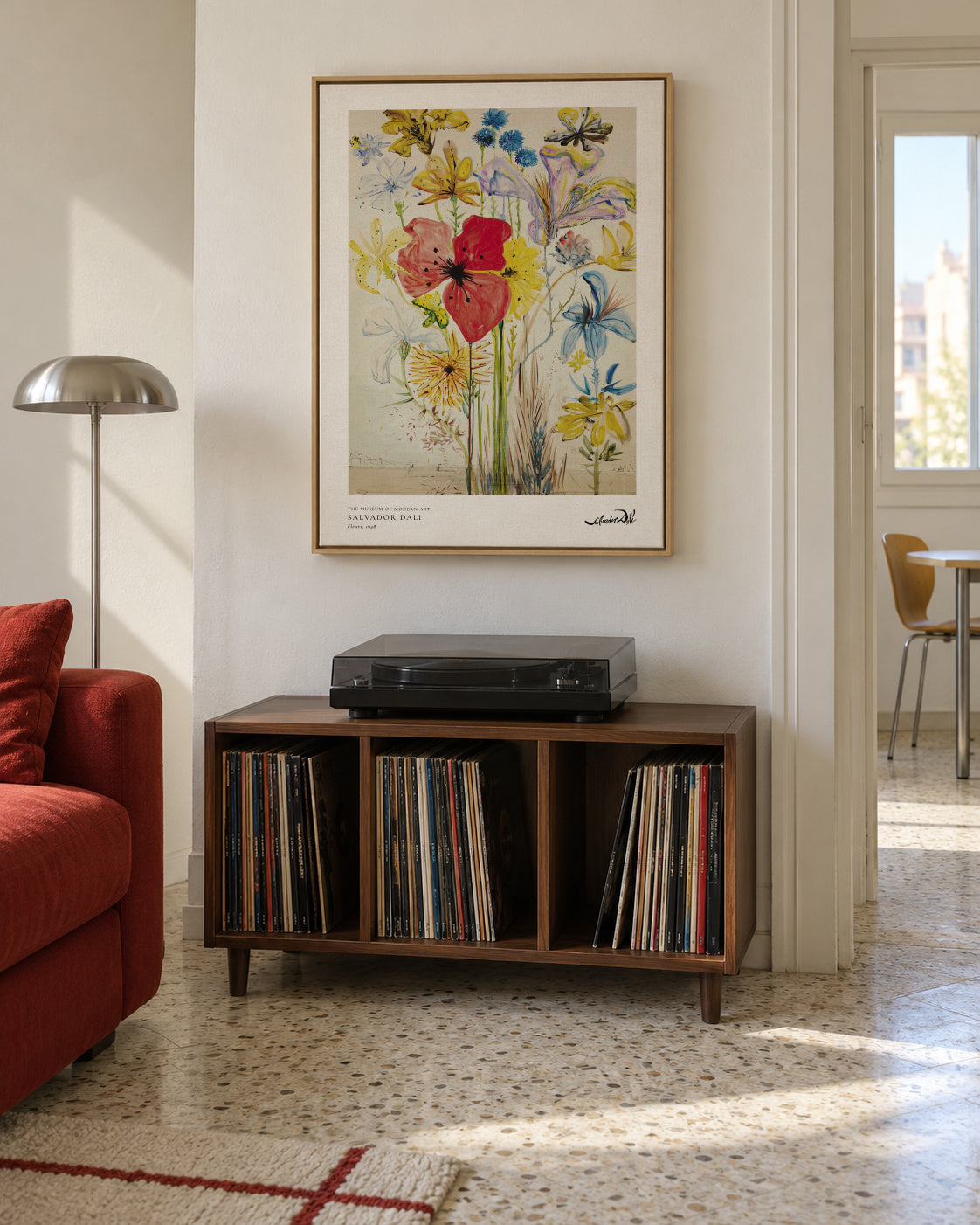 Salvador Dali fleurs II - Framed canvas in an interior