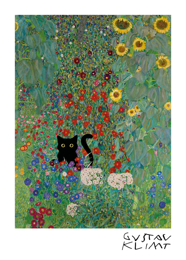 Gustav Klimt Garden Cat Print