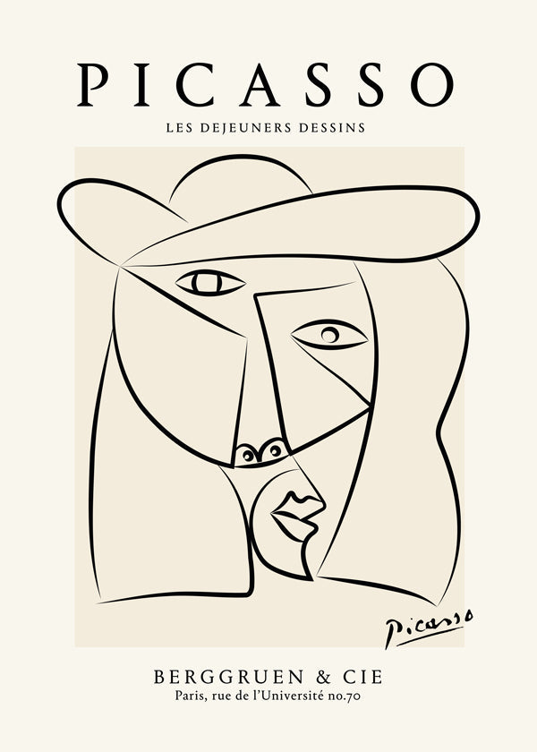 Picasso Woman in a Hat Sktech Poster