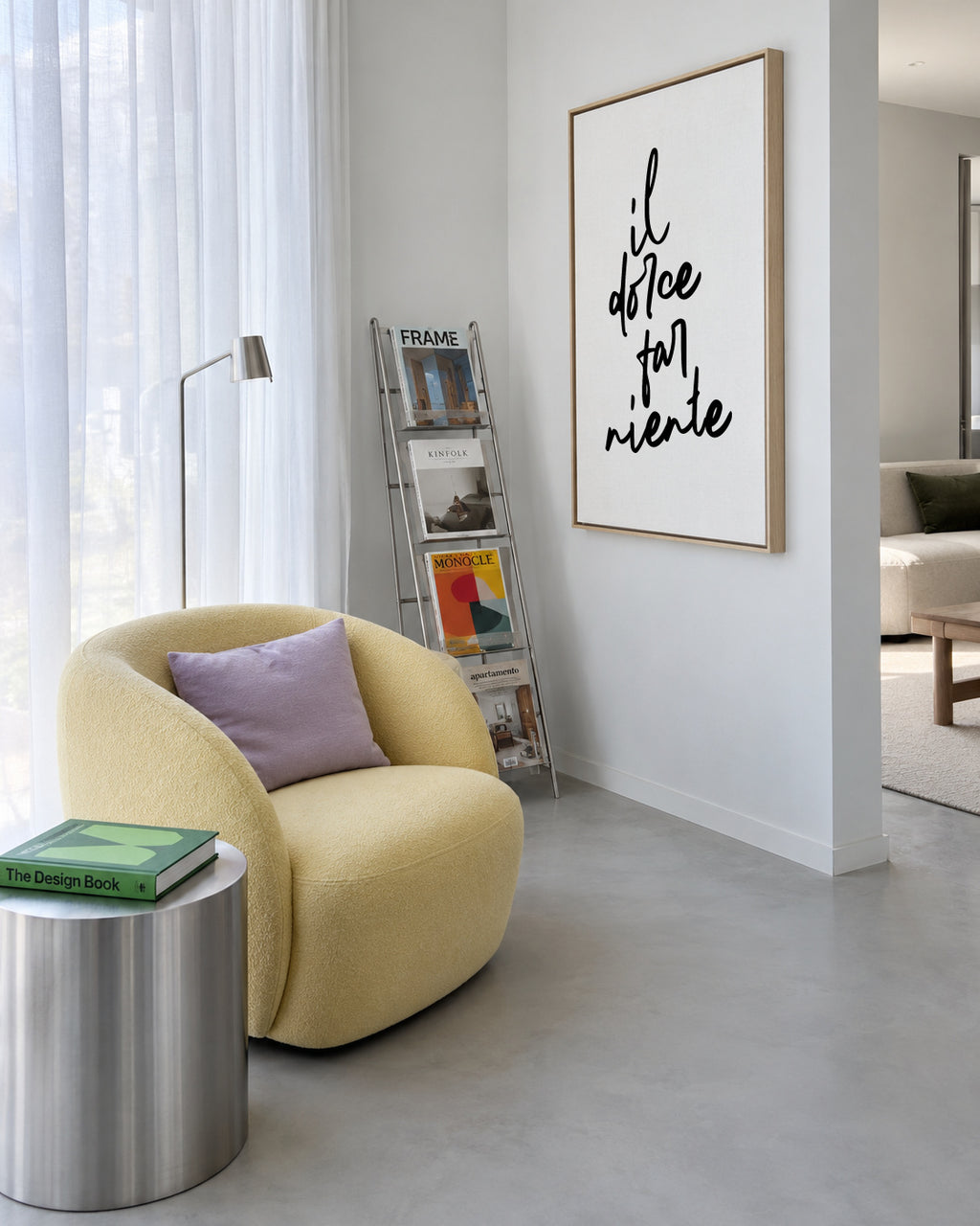 Il dolce far niente Poster - Framed canvas in an interior