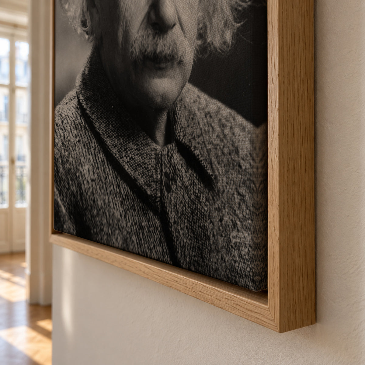 Albert Einstein vintage photograph - Framed canvas detail
