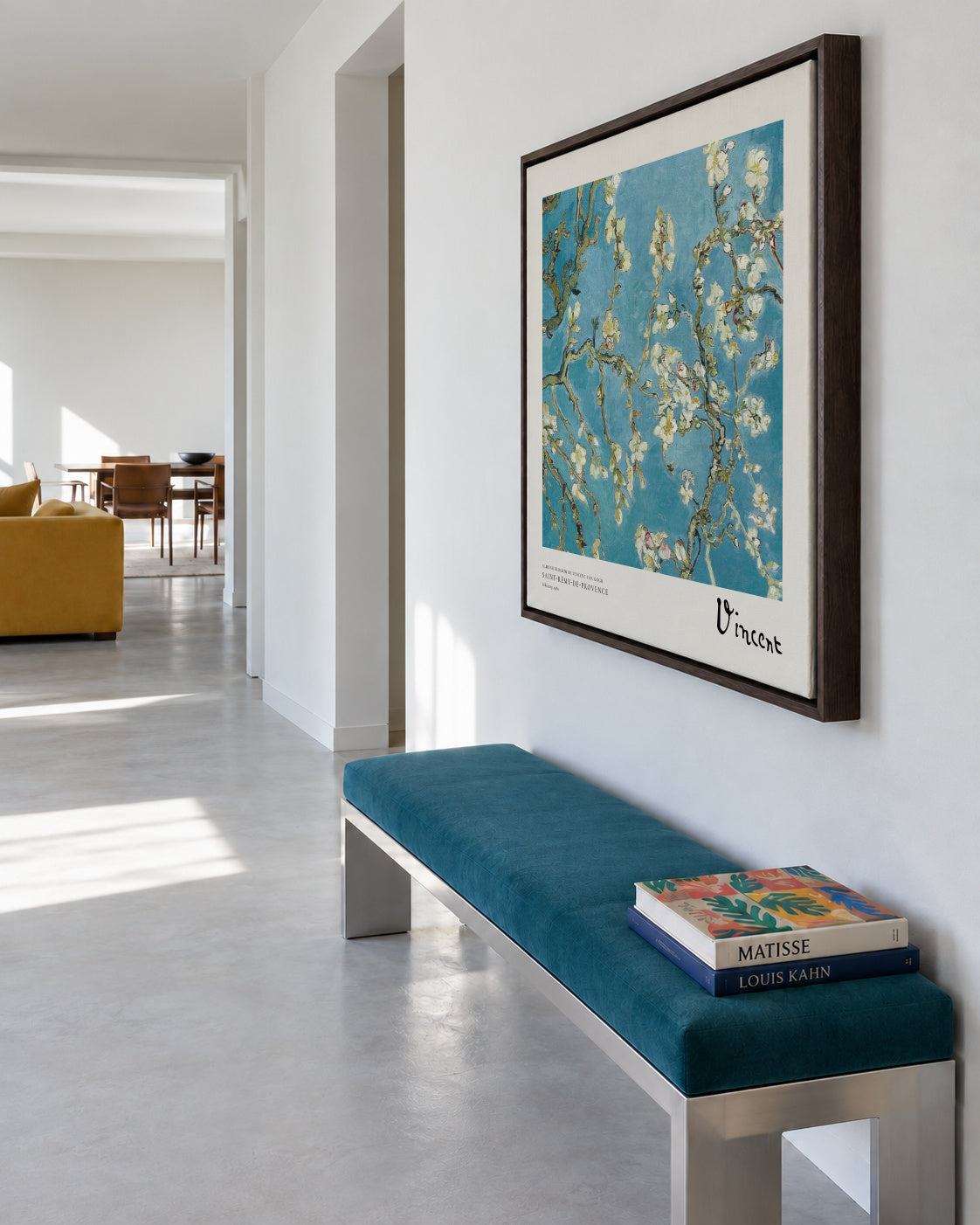 Almond blossom by Vincent van Gogh - Square - Framed canvas in an interior