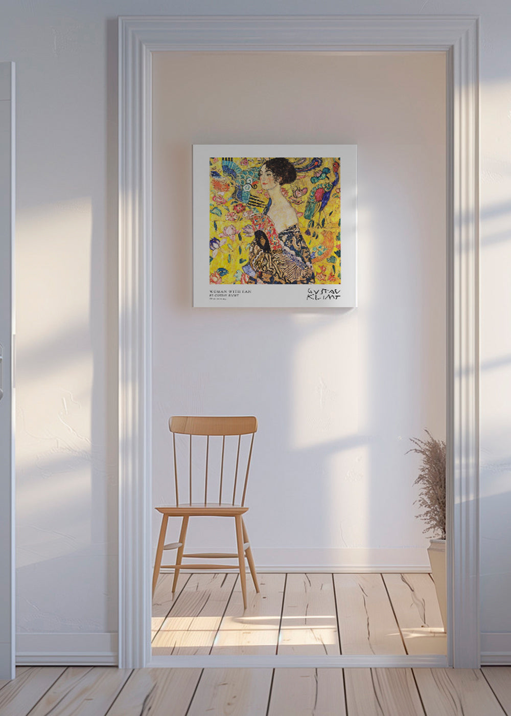 Woman with Fan by Gustav Klimt - Square