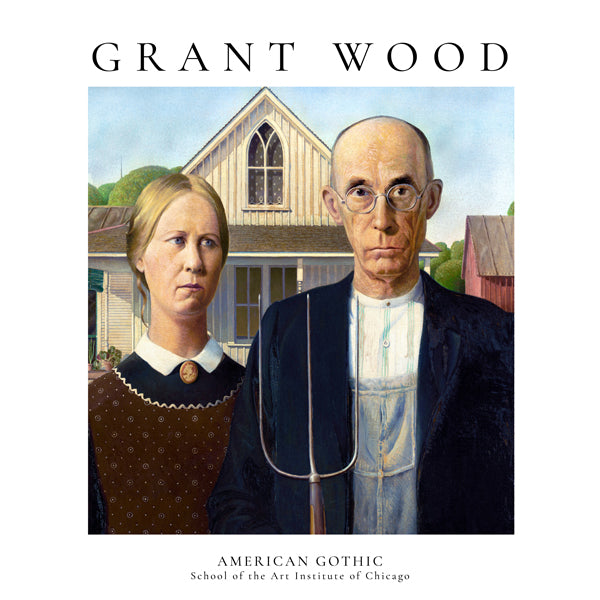 American Gothic by Grant Wood  - Square