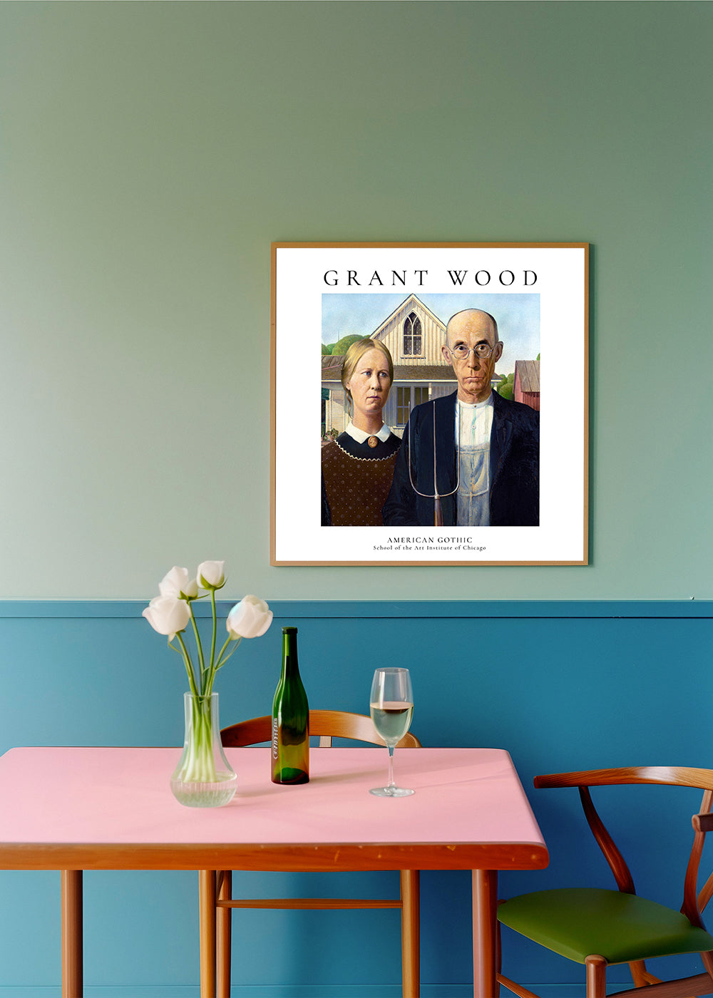 American Gothic by Grant Wood  - Square