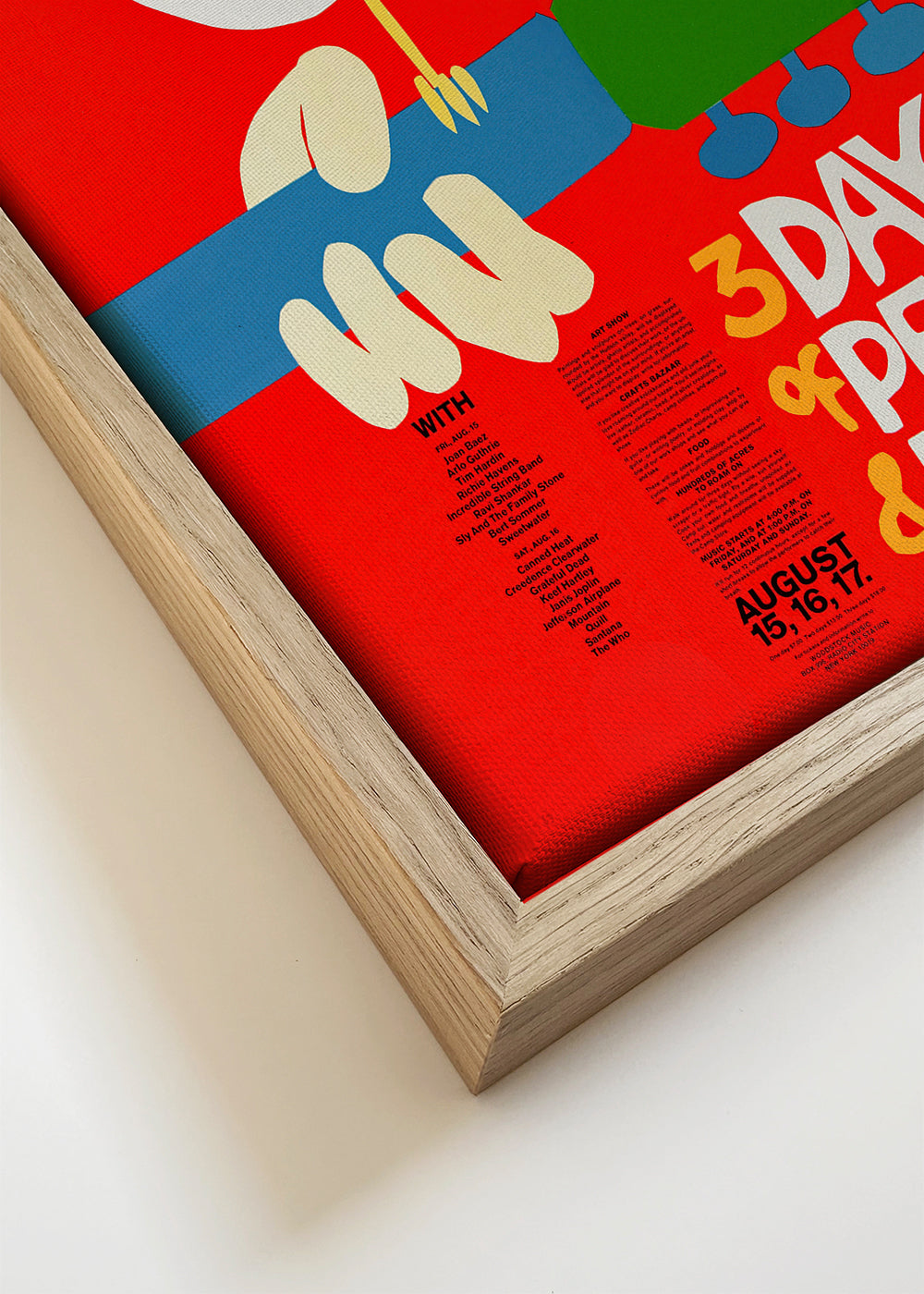 Woodstock 1969 Poster -  3 days of peace & music - Square