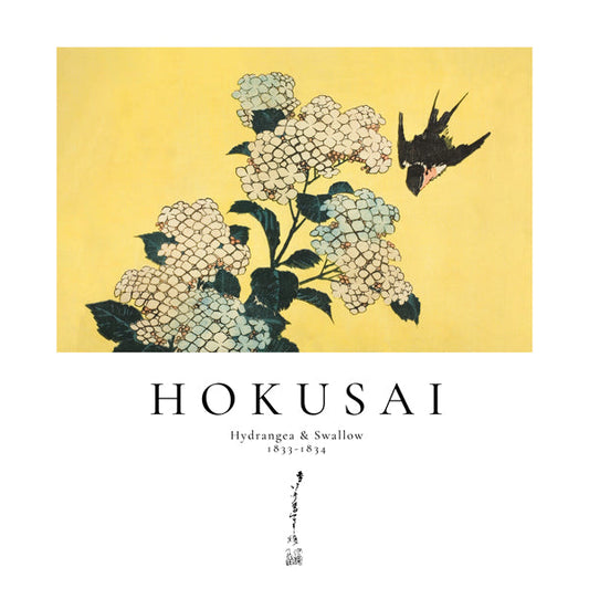 Hydrangea and Swallow by Katsushika Hokusai - Square
